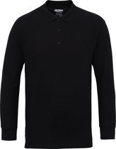 Gildan Heren Lange Mouw Premium Katoen Dubbel Pique-Pique Poloshirt (Zwart)