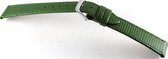 Horlogeband-horlogebandje-groen-10mm-lizard print-kalfsleer-echt leer-zacht-plat-stalen gesp-leer-10 mm