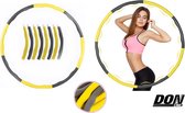 Fitness Hoelahoep 1kg / Fitness Hoelahoep – Geel˞-Grijs met schuimrubber voor gewichtsvermindering – 8 segmenten afneembaar voor volwassenen + kinderen – Leuk vrouwen + mannen Cadeau / Sport Hula Hoop – Yoga Ring / Waist Trainer / Fitnessring