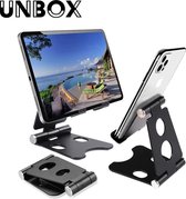 UNBOX - XXL Tablet houder / Telefoonhouder - Opvouwbare Standaard voor Tablet, iPad, Smartphone & Bureau - Zwart