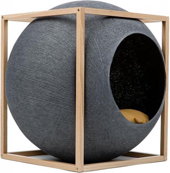 Schouderophalend plein Celsius The Dark Grey Cube Wood Edition - Meyou Parijs. Luxe Franse design  kattenmand | bol.com