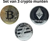 Bitcoin munt - Ethereum munt - Litecoin munt - Set van 3 - Cryptovaluta - Crypto munt - Crypto wallet - Bitcoin standaard