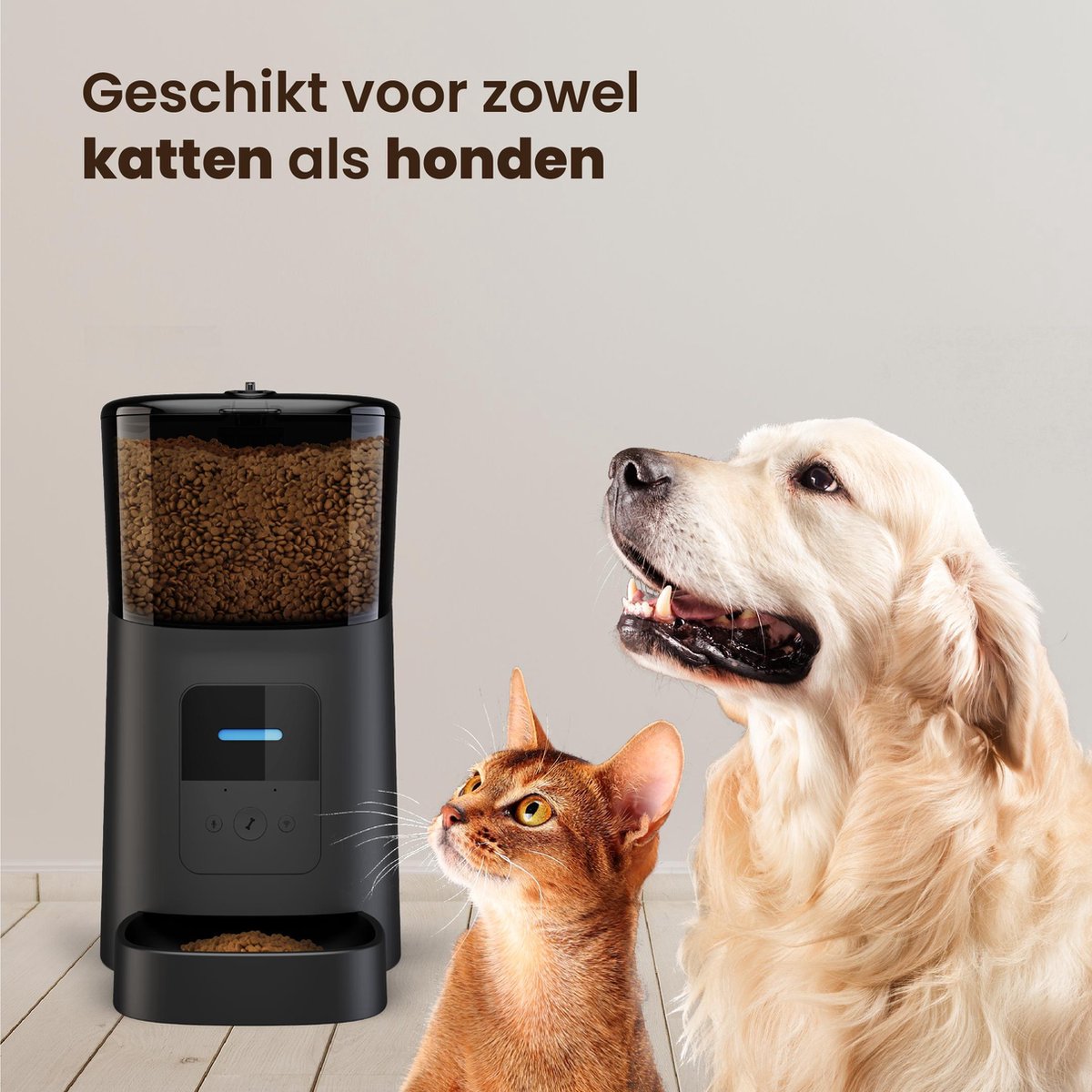 Afbeelding 3 van DKProducts.nl Automatische voerbak zwart - Voerautomaat met app - Smartphone Besturing - Voerinhoud 6 Liter - Voor Katten- en Hondenvoer - Droogvoer - Voedingsschema - WiFi - Automatische voerbak kat - Automatische voerbak