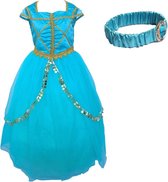 Jasmine kostuum Arabische prinsessen jurk 140-146 (140) + hoofdband verkleedjurk verkleedkleding