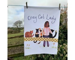 Alex Clark Theedoek Crazy Cat Lady ~ Kattenvrouwtje