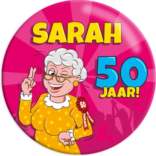 Belichamen voelen diefstal 50 Jaar Button Hoera Sarah 5,5cm | bol.com