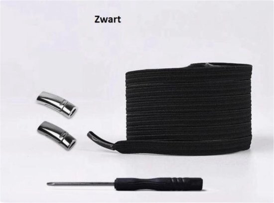 Eldur Magnetic shoelaces black 1 Set - Lacets magnétiques - Ne jamais nouer - Zwart - Unisexe - Adultes - Enfants