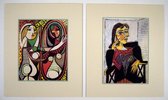 Parfait lot de 2 Posters en double passe-partout - Pablo Picasso - Jeune fille devant un miroir & Portrait de Dora Maar - Art -2x 50 x 60 cm