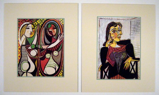 Perfecte set van 2 Posters in dubbel passe-partout - Pablo Picasso - Jeune fille devant un miroir & Portrait of Dora Maar - Kunst  -2x 50 x 60 cm