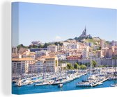 Vue de Marseille et du port de Marseille Toile 120x80 cm - Tirage photo sur Toile (Décoration murale salon / chambre) / Villes européennes Peintures sur toile
