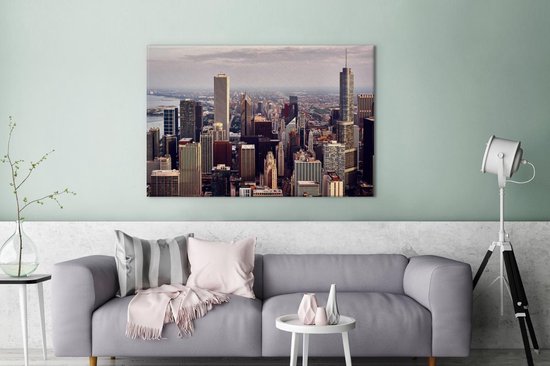 Ville de Chicago toile 120x80 cm - impression photo sur toile peinture Décoration murale salon / chambre à coucher) / Villes Peintures Toile