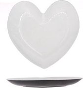 Dinerbord - Ontbijtbord - Plastic Bord Glossy Wit Hart - Ø 35,5cm - Kunststof