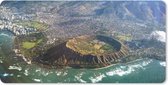 Muismat Hawaii - Een luchtfoto van Honolulu en een uitgestorven krater op Hawaii muismat rubber - 80x40 cm - Muismat met foto
