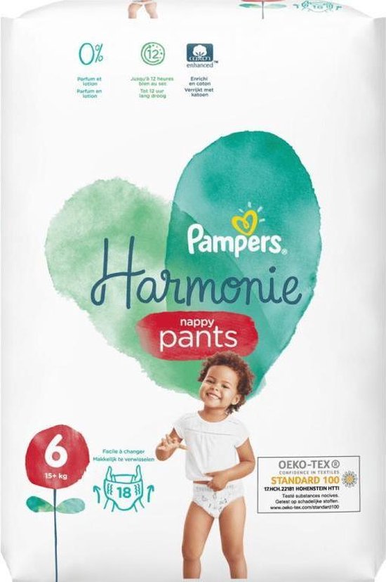 Pampers Harmonie / Pure Nappy Pants Taille 6 (15kg+) 18 Pantalons à couches  | bol.com