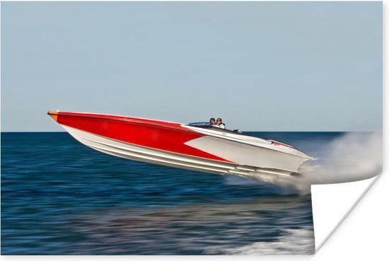 Speedboat skims over the sea poster 60x40 cm - Tirage photo sur Poster  (décoration... | bol.com