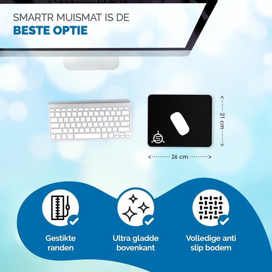 SmartR Muismat - Gaming Muismat - Antislip - Gestikte Randen - Waterafstotend - 26x21cm - SmartR