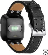 Q-Desyn Fitbit Versa 2 bandje - Leer - Zwart