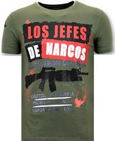 Heren T-shirt Rhinestone - Los Jefes De Narcos - Groen