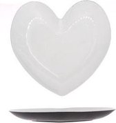 Dinerbord - Ontbijtbord - Plastic Bord Glossy Wit Hart - Ø 25 cm - Kunststof