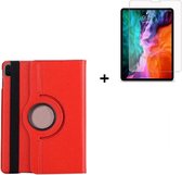 Geschikt voor iPad Pro 11 2021 Hoesje + iPad Pro 11 2021 Screenprotector - 11 inch - Tablet Cover Case Rood + Screenprotector