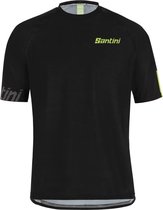 Santini Fietsshirt korte mouwen Heren Zwart Fluo - Sasso S/S Jersey - L