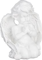 Relaxdays beeldje engel - tuinbeeld - engelen beeld - grafbeeld - decoratie voor graf - wit
