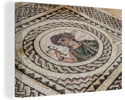 Canvas schilderij 140x90 cm - Wanddecoratie Een mozaïek bij de opgravingen van Paphos - Muurdecoratie woonkamer - Slaapkamer decoratie - Kamer accessoires - Schilderijen