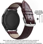 Bruin 22mm lederen bandje voor Samsung, LG, Seiko, Asus, Pebble, Huawei, Cookoo, Vostok en Vector - magneetsluiting – Brown leather smartwatch strap - Gear S3 - Zenwatch - Leer - Leder - Krokodillenleer motief - 22 mm