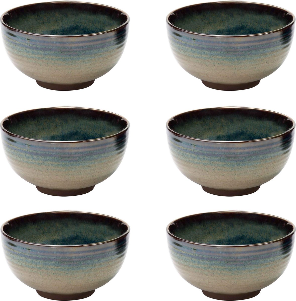 Cosy & Trendy Okarito Lagoon Kommetjes - Zand/Blauw - Ø12x(H)6,8cm ( Set van 6 )
