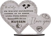 Ik wil met je … - houten wenskaart - kaart van hout - liefde - cadeau Valentijn - 17.5 x 25 cm
