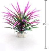 Aquariumplant plastic groen/roze - 1 stuk - 12 cm
