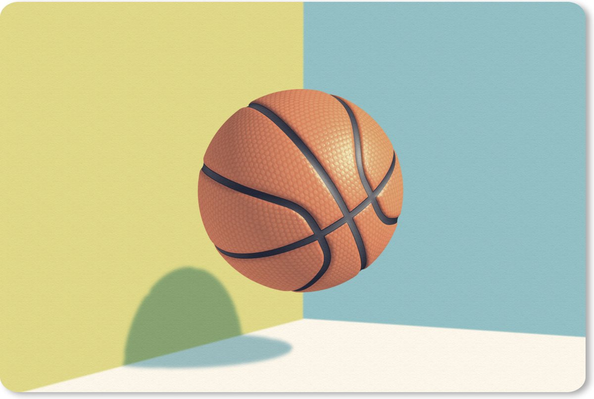 Muismat Basketbal - Een basketbal in een kleurrijke omgeving muismat rubber - 60x40 cm - Muismat met foto