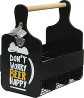 Flessenhouder | Zwart | Hout | Beer Happy