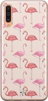 Samsung Galaxy A70 siliconen hoesje - Flamingo - Soft Case Telefoonhoesje - Roze - Print