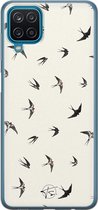 Samsung Galaxy A12 siliconen hoesje - Vogels / Birds - Soft Case Telefoonhoesje - Beige - Print