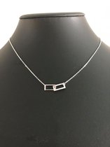 Ketting rechthoek - Zirkonia - 925 Sterling Zilver - verstelbaar