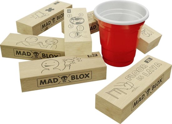 MadBlox - Drankspel – tipsy tower - 108 opdrachten - vallende toren - spelletjes voor volwassenen - truth or dare - drunken tower - 10 shot cups inbegrepen - Mad Party Games