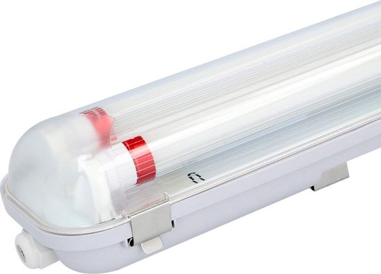 HOFTRONIC - Dubbel LED TL Armatuur 150cm - IP65 Waterdicht - Flikkervrij - koppelbaar - 4000K Neutraal wit licht - 60W 10500lm (175lm/W) - Vervangt 260 Watt - T8 (G13) fitting - incl 2 LED buizen