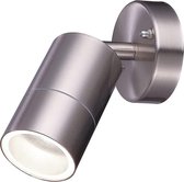 HOFTRONIC Lago - LED Wandspot - RVS - IP44 spatwaterdicht - 6000K Daglicht wit - Dimbaar - Moderne muurlamp - Plafondspot - Geschikt als Wandlamp Buiten, Wandlamp Badkamer en Binnen - Richtbaar - 3 jaar garantie