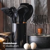 DKProducts - Set' ustensiles de cuisine 11 pièces - Siliconen - Batterie de cuisine - Zwart élégant - Avec support - Résistant à la chaleur - Set complet - Zwart