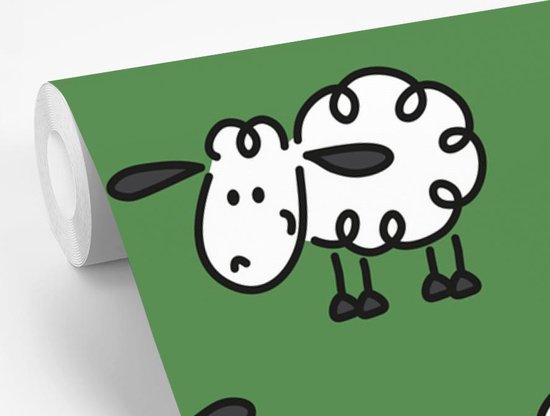 Behang - Fotobehang een schapen patroon - Breedte 260 cm x hoogte 260 cm