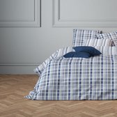 Mistral Home Edmond Dekbedovertrek - 260x220 cm - 100% Katoen Satijn - 2 Kussenslopen - Blauw Grijs