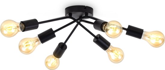 B.K.Licht - Industriële Plafondlamp - zwarte - decoratieve plafonniére - draaibaar - met E27 fitting - excl. lichtbron