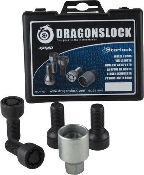 Dragonslock Rim Lock - Ensemble antivol de roue Mercedes SL à partir de 2012 - Galvanisé - Revêtement noir - Meilleur choix