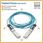 Tripp-Lite N28F-05M-AQ QSFP+ to QSFP+ Active Optical Cable - 40Gb, AOC, M/M, Aqua, 5 m (16.4 ft.) TrippLite