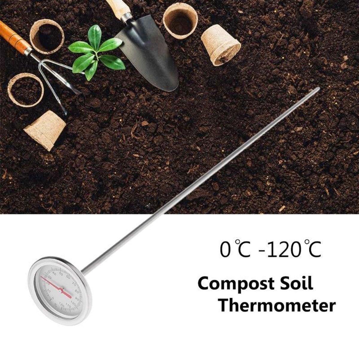 Fractie Punt Opvoeding BCP Compost Thermometer - 50 cm - RVS | Compostthermometer | bol.com