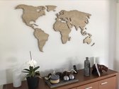 Paspartoet Houten wereldkaart met landgrenzen - 160x80 cm - gerookt eiken - houten wanddecoratie