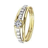 9 Karaat bicolor ring met zirkonia