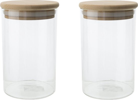 Set van 4x stuks voorraadpotten/bewaarpotten 500 ml glas met houten deksel  -... | bol.com