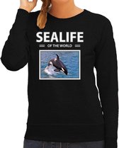Dieren foto sweater Orka - zwart - dames - sealife of the world - cadeau trui Orkas liefhebber XS